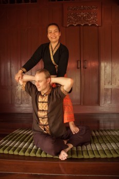 Somwang my Thai Massage teacher with Jason (my partner)